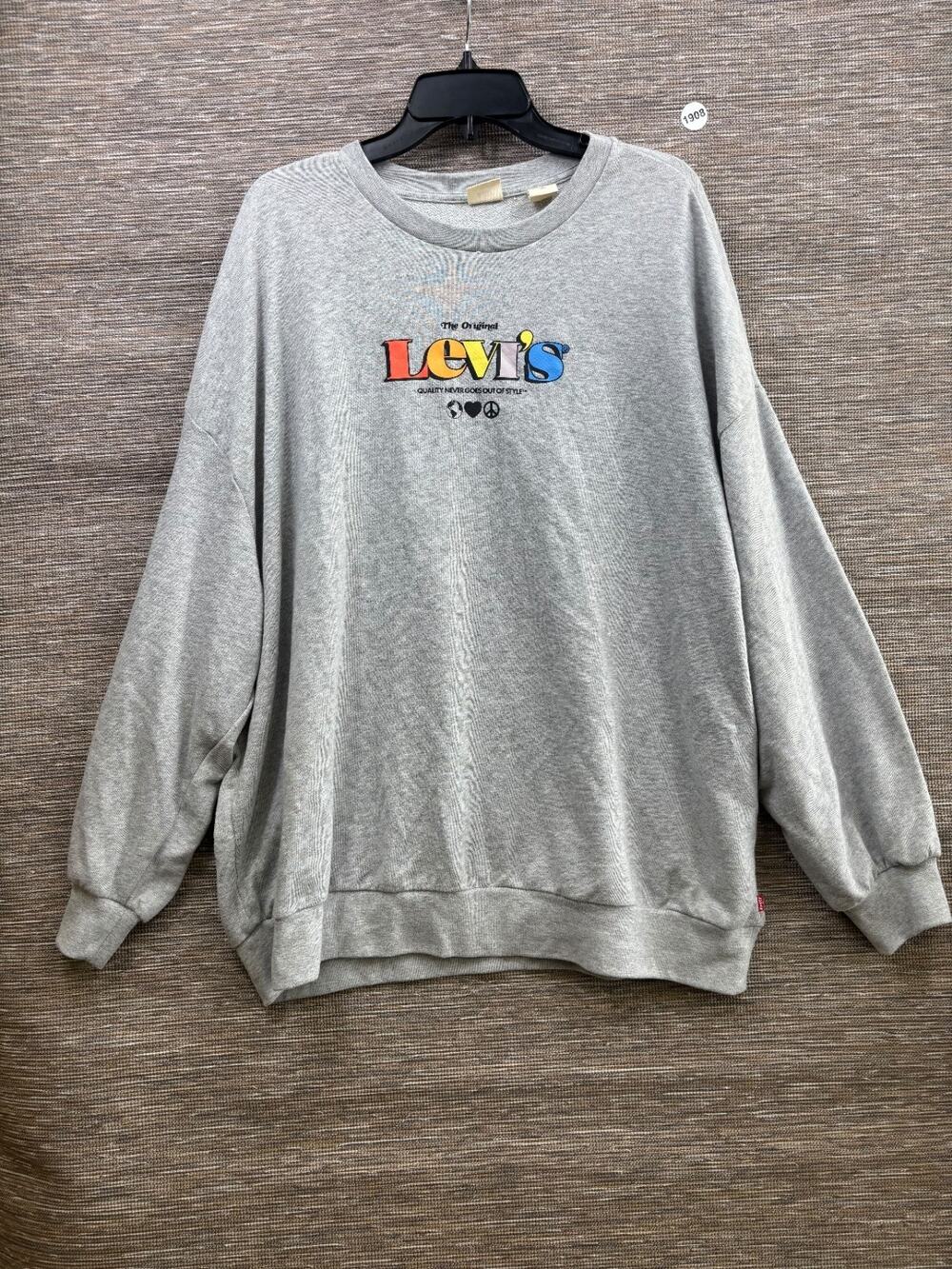 Levi's Gray Crewneck Sweater Quality Never Goes Out Of Style Rainbow Size L NEW